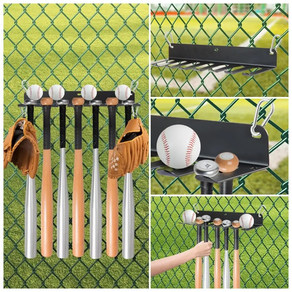 Soporte para bate de béisbol de montaje en pared, estante organizador de bate de Metal resistente a la oxidación, perchas de exhibición duraderas y resistentes para Club deportivo