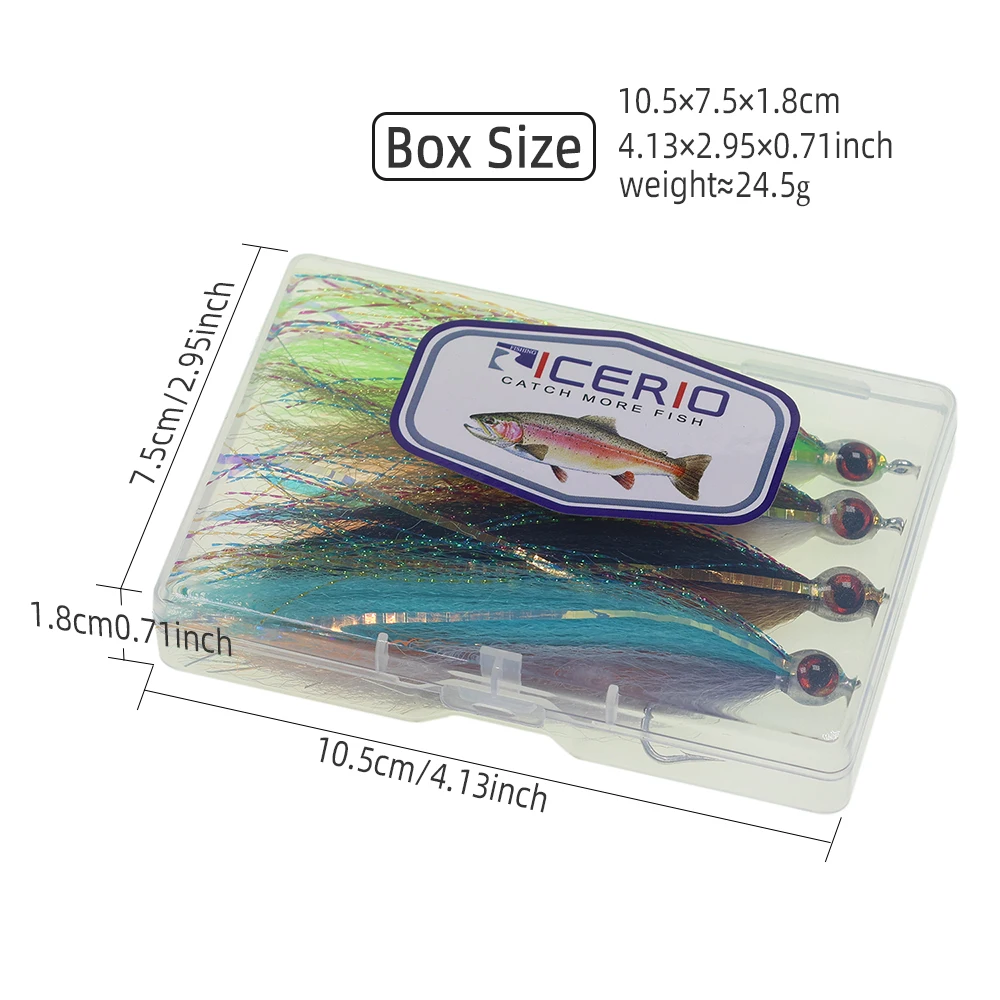 4 Uds 3D epoxi ojo de pez fibras sedosas Streamer mosca Clouser Minnow pesca con mosca moscas trucha lubina Lucio pesca señuelo cebos - imagen 3