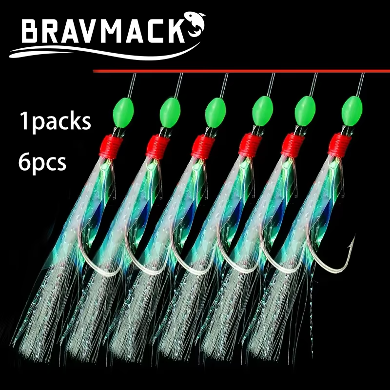 Anzuelo de pesca, paquete de 1/2/6 aparejos de Señuelos de Pesca blandos, plantillas de cebo, señuelo suave, cuerda falsa desgastada, anzuelo de púas de cristal, Señuelos de Pesca - imagen 5