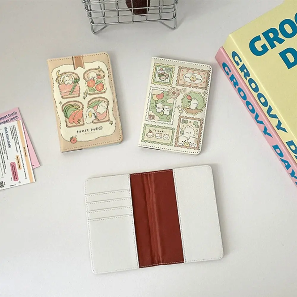 Porta pasaporte de conejo de dibujos animados, billetera de cuero Pu con abrazadera para tarjetas multifunción, funda para pasaporte ligera Multicolor Unisex - imagen 3
