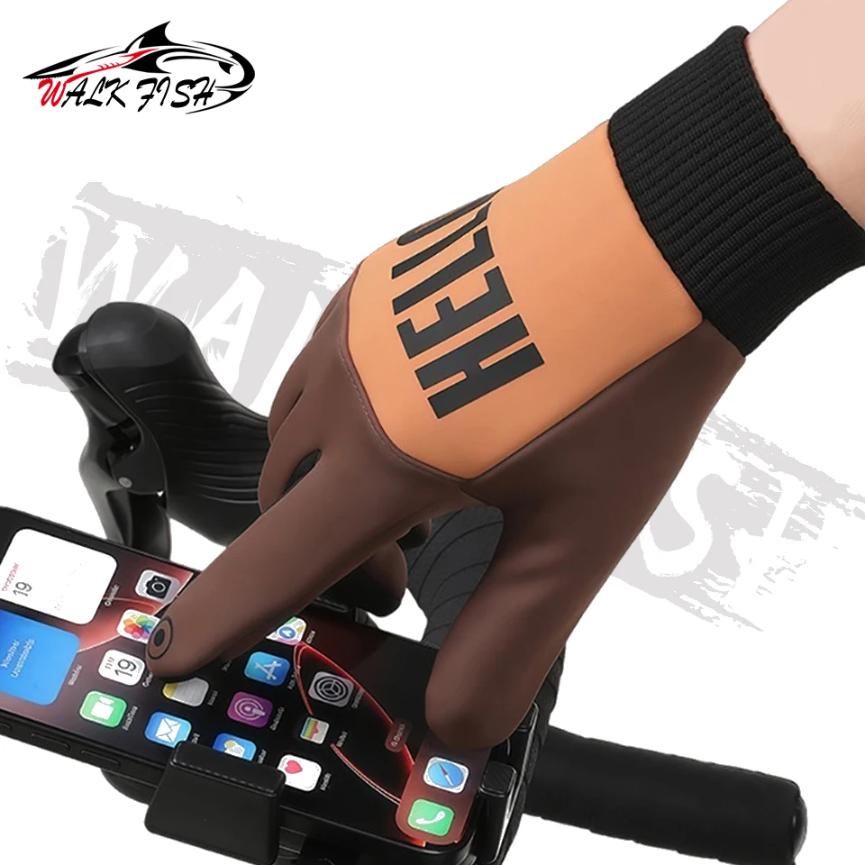 WALK FISH-guantes de pesca para mantener el calor, forro polar grueso, resistente al viento, impermeable, pantalla táctil, deportes, correr, conducir al aire libre, invierno - imagen 5