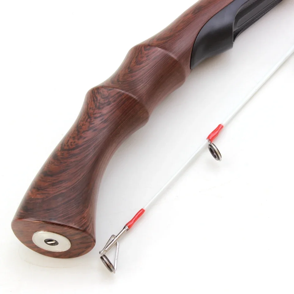Caña de pescar con mango de madera para invierno, 2 secciones de longitud, 63cm, juego de caña giratoria, aparejos de pesca cortos, novedad - imagen 4