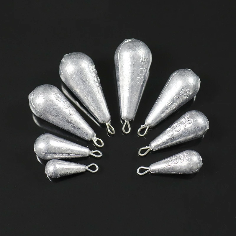 Plomo de plomo en forma de gota, 7g/10g/15g/20g/25g/30g/40g/50g/60g/70g/80g/90g, colgante de plomo con anillo, pesas de plomo, accesorios de pesca - imagen 5