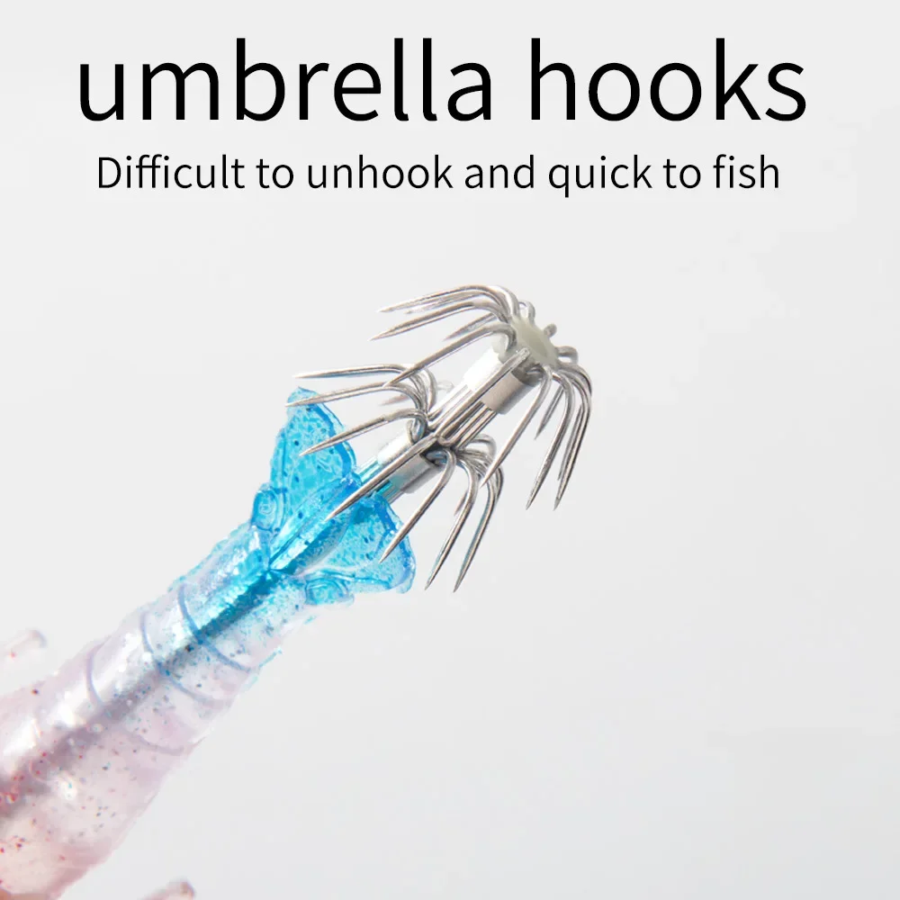 Señuelo de Pesca suave de 11cm y 10g, anzuelo de calamar de camarón suave, cebo Artificial brillante, anzuelo de pulpo y Sepia, aparejos de Pesca, 1 unidad - imagen 5