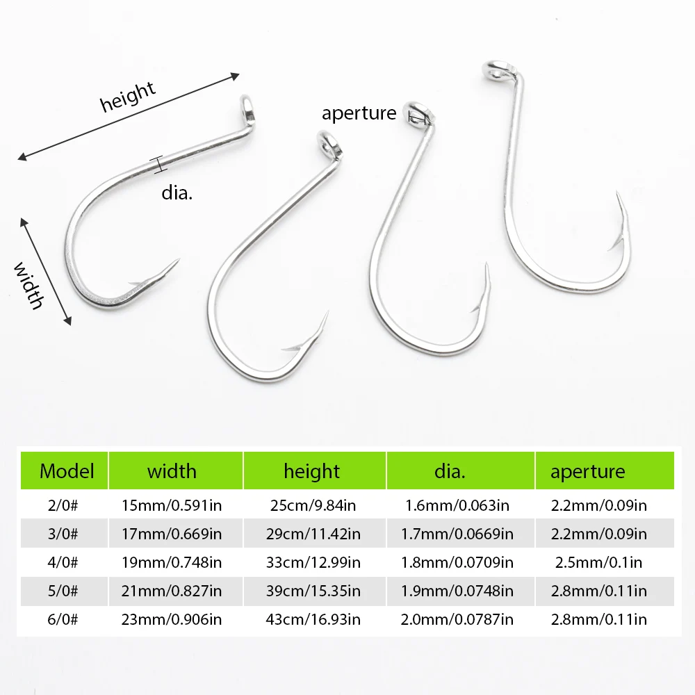 Anzuelos de pesca con cola de pelo grande, anzuelos afilados de mango largo especialmente diseñados, anzuelos de Pesca de Mar, acero de alto carbono, novedad de 100 piezas - imagen 2