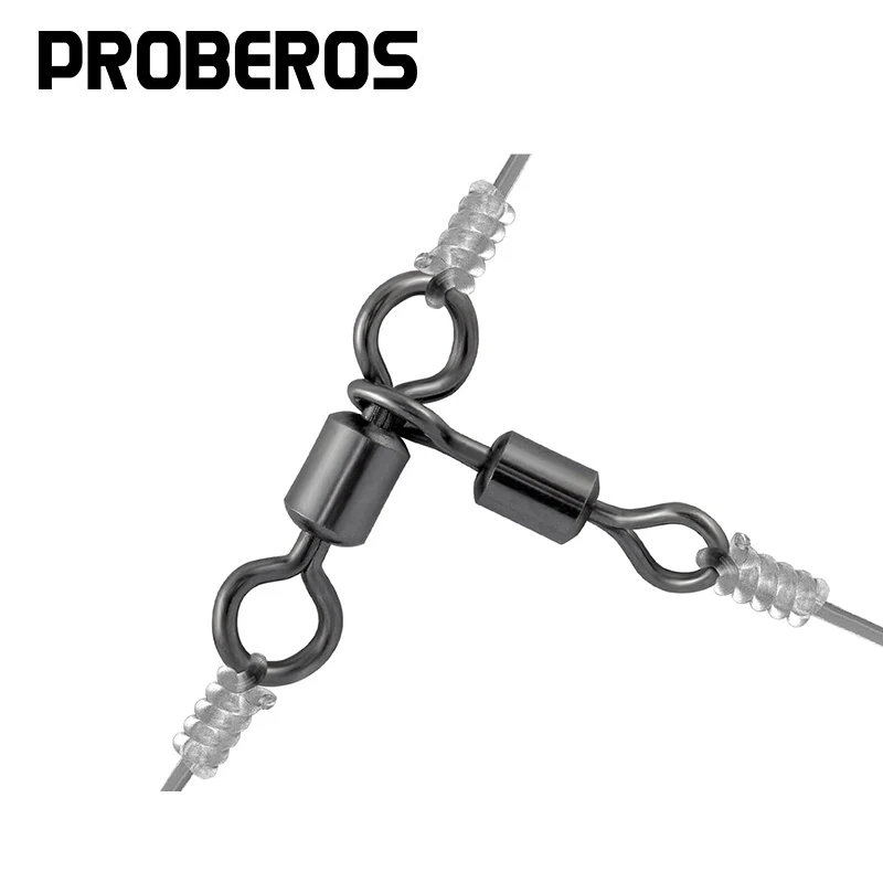 PRO BEROS 50 Uds. De barril giratorio de 3 vías, aparejos de pesca de bagre, conector de gancho, agua salada, agua dulce, mar, pesca al curricán