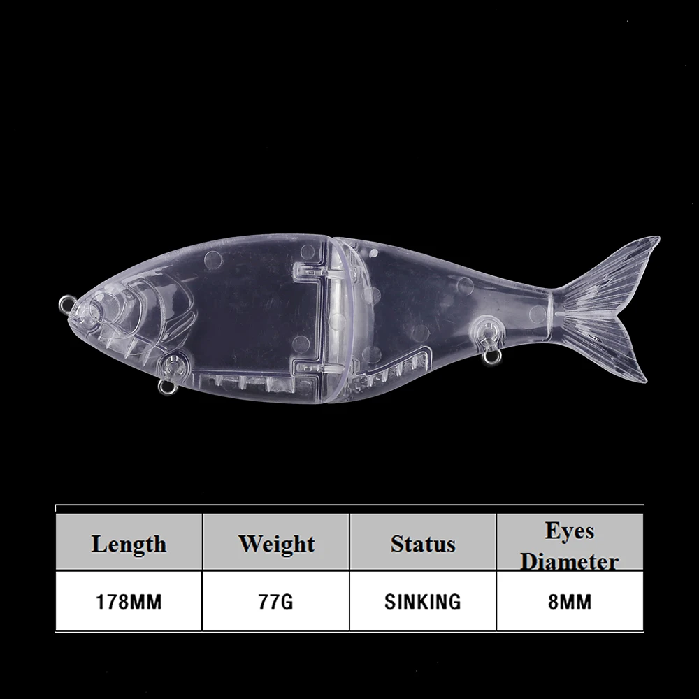 Chan'sHuang-señuelo de pesca multiarticulado, 5 piezas, sin pintar, 2 segmentos Glide Swimbait 178mm 77g, hecho a mano - imagen 2