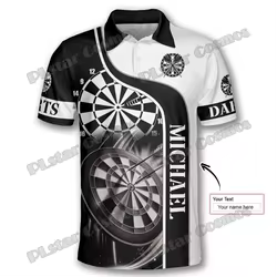Polo hombre personalizado con emblema 3D dardos en negro y blanco