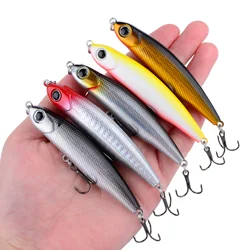 5 uds lápiz que se hunde señuelo de Pesca Wobblers Mini plantilla de cebo duro de Metal Artificial ojos 3D Pesca aparejos de Pesca de trucha