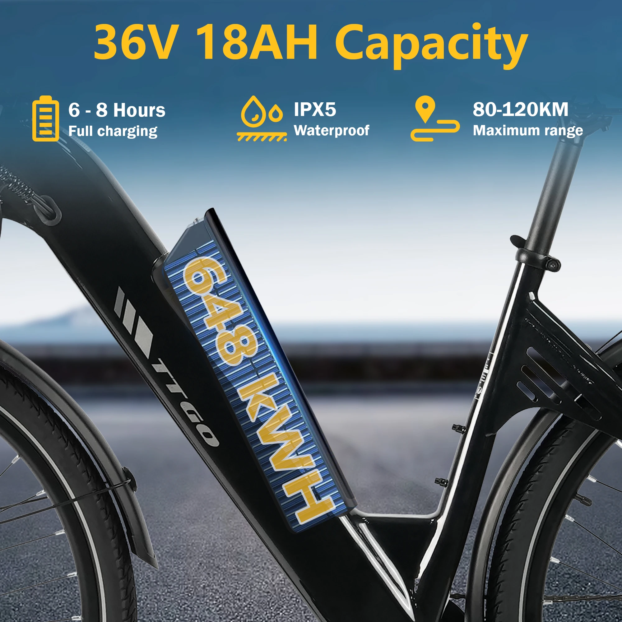 Bicicleta Eléctrica Urbana TTGO – Motor trasero con freno de disco - imagen 5