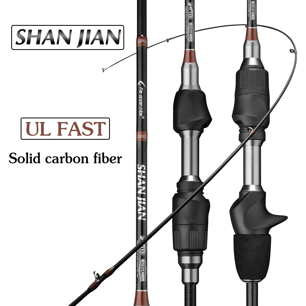ShanJian 1,5/1,68/1,8 m UL power caña de pescar de carbono con punta sólida para trucha peso 1,5-8g acción rápida corriente de río caña de pescar para peces pequeños