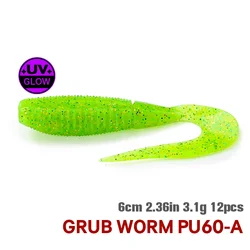 Tsurinoya Swimbait 6cm Cola Rizada – Señuelo blando para lubina