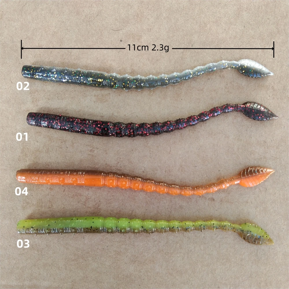 Swolfy-señuelo de pesca suave, cebo de 10 piezas, gusano de 11cm, 2,3g, insecto salado, Swimbait, Wobbler, Lucio, trucha - imagen 5