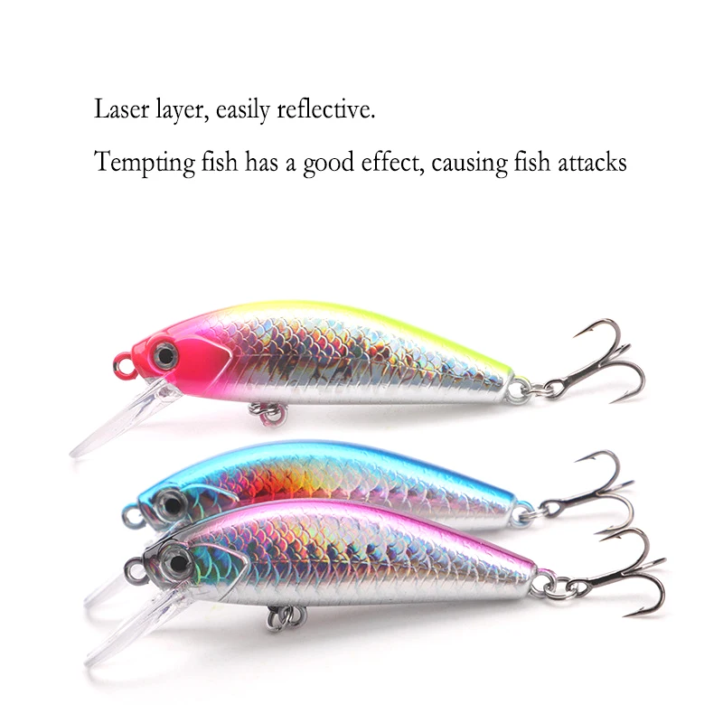 Testar-señuelos de Pesca con cebo de pececillo de hundimiento lento, 70mm, 11g, lanzamiento largo, suspensión láser Artificial, Swimbaits para Lucio, trucha, Pesca - imagen 5