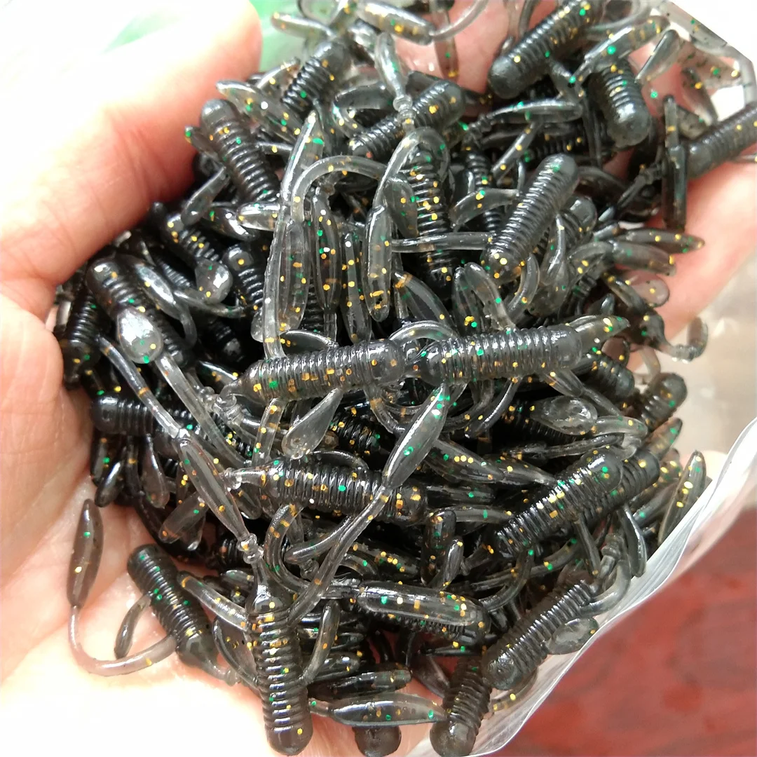 Swolfy 50 Uds 4cm 0,4g flotante TPE gusano señuelo cebo suave Señuelos de Pesca para perca y lubina Compatible con plataforma de tiro y Tex