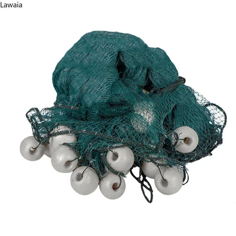 Lawaia-red de pesca multifilamento verde con plomo de hierro, flotadores de espuma, estanques de peces, arrastre, 5m, 10m, 15m, red de barandilla