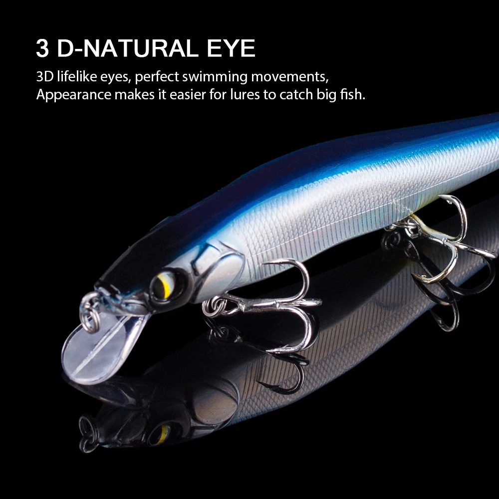 Hanlin-señuelo de plástico duro para pesca, cebo Artificial para buzo poco profundo, Swimbaits Minnow, 12cm, 13,5g, 3 unidades por juego - imagen 3