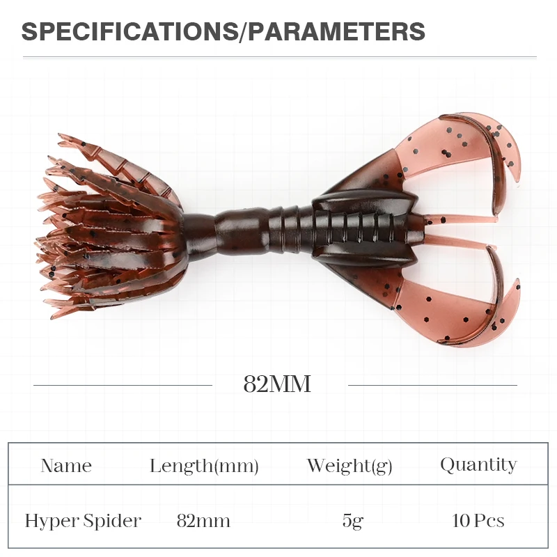 Señuelo de pesca MEREKING HYPER SPIDER, cebo Finesse con falda súper potente, 82mm, 5g, señuelos blandos, cebos de plástico Artificial de silicona - imagen 5