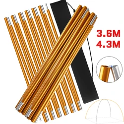 2 piezas/par de postes de aluminio para tienda de campaña, accesorios de repuesto de 3.6m y 4.3m, varillas de soporte para tiendas de campaña al aire libre, accesorios de reparación para camping
