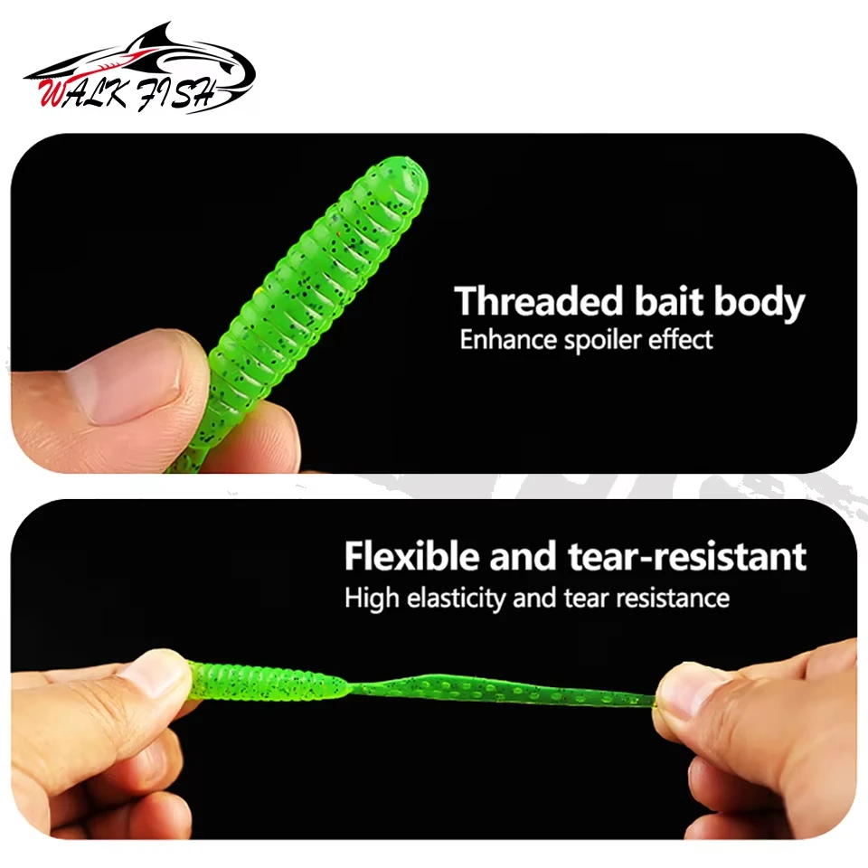 WALK FISH-Juego de Señuelos de Pesca blandos, 37 piezas, cola ampliada, cebo suave, subcebo de carretera, anzuelo de plomo, cebo biomimético, cebo falso para lubina - imagen 4