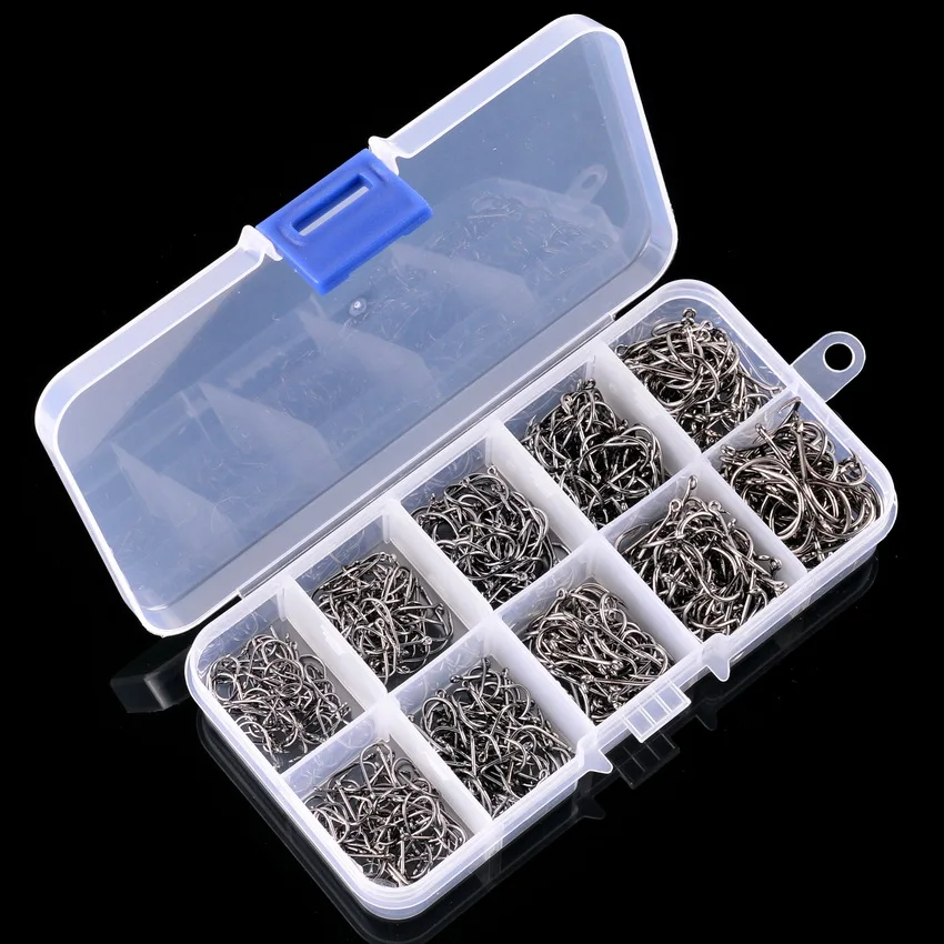 Juego de anzuelos de pesca de acero rico en carbono, anzuelo de púas duradero y afilado, equipo de pesca en roca, accesorios de aparejos con caja - imagen 2