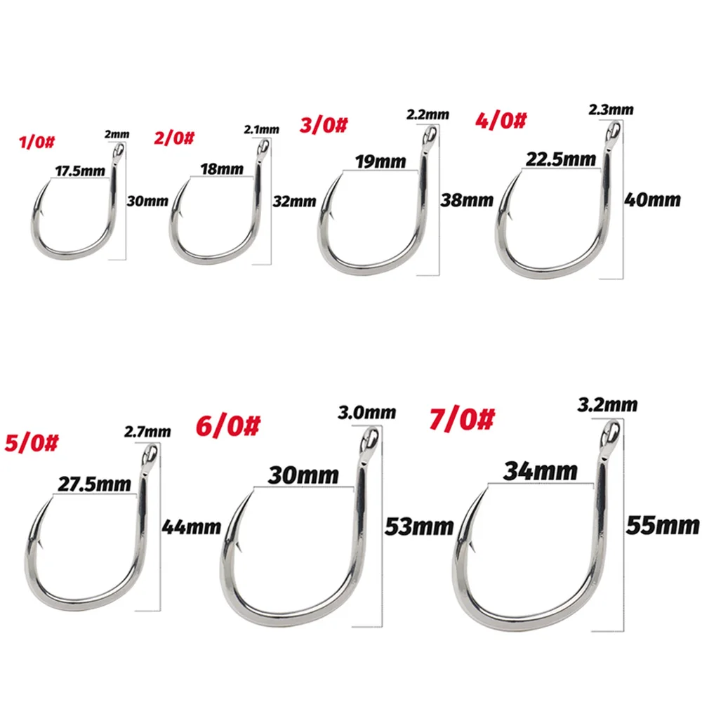 10 Uds anzuelo grande 1/0-7/0 Super anzuelo de aleación de acero Gaff con púas antioxidante ángulo afilado radiano curva atún anzuelos circulares de pesca - imagen 2