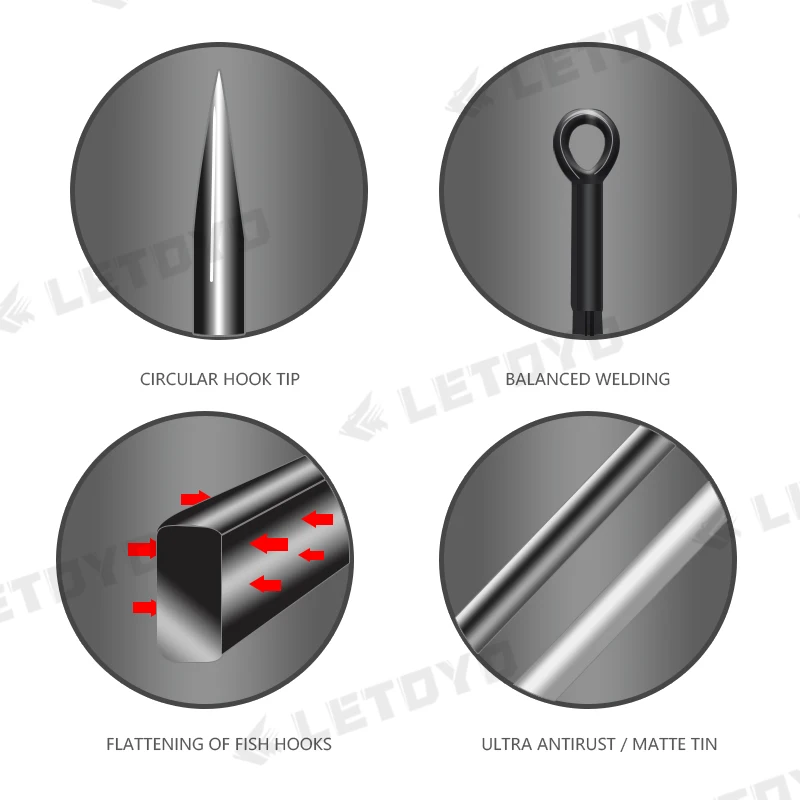 LETOYO-anzuelo de pesca ultra ant-irust 3X, anzuelo de acero de alto carbono, agudos fuertes, anzuelo de pesca anticorrosión, accesorios de agua salada - imagen 3