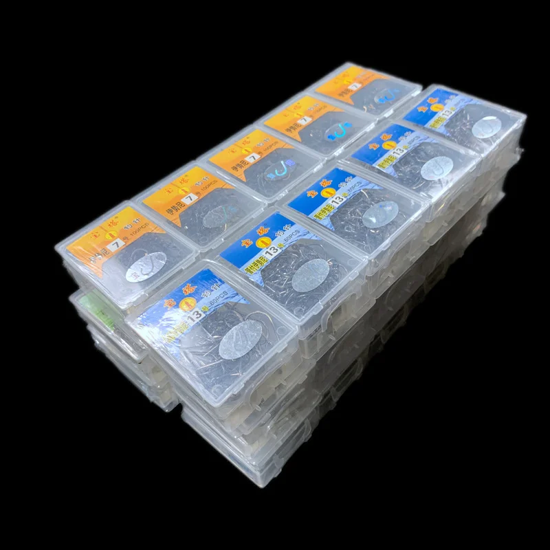 Juego de ganchos de púas de acero de alto carbono, accesorios de anzuelos circulares, alimentador de mar para pesca de carpa, herramienta de aparejos, 10 cajas - imagen 4