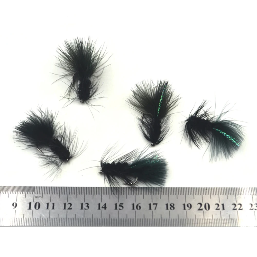 Woolly Bugger Negro MNFT – Flashabou Crystal Flash para lubina - imagen 5