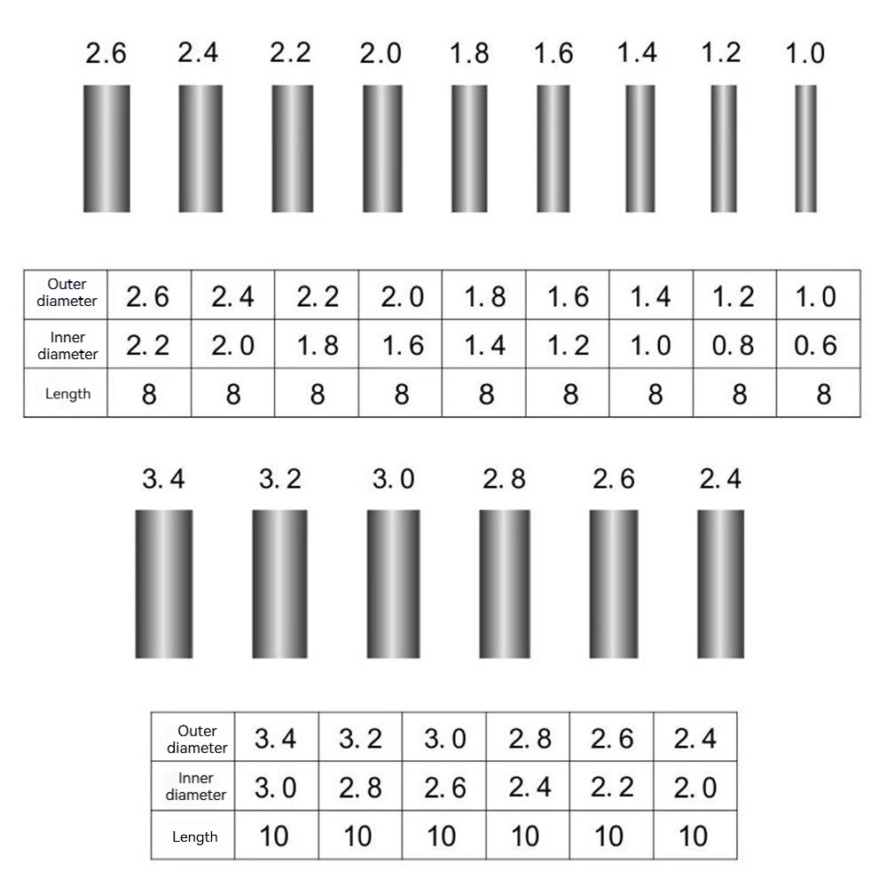 PRO BEROS 100 Uds conectores de tubo de sedal de pesca mangas de engarzado de un solo barril manga de bucle de engarzado de cobre Kit de aparejos de pesca de 12 tamaños - imagen 2