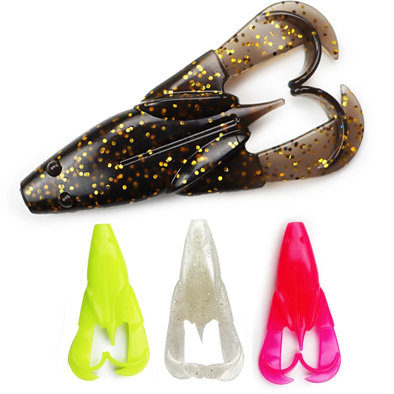 TAKEDO 3 unids/set 7,5 CM 8G Material TPR señuelo de pesca de rana cebos artificiales cebo suave con cuentas de sonido Wobblers para cabeza de serpiente