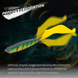 Señuelos blandos de sábalo para pesca, Lucio, pesca, Jigging, Wobblers, cebos de gusano blando, Wobblers, cola en T artificial de doble Color