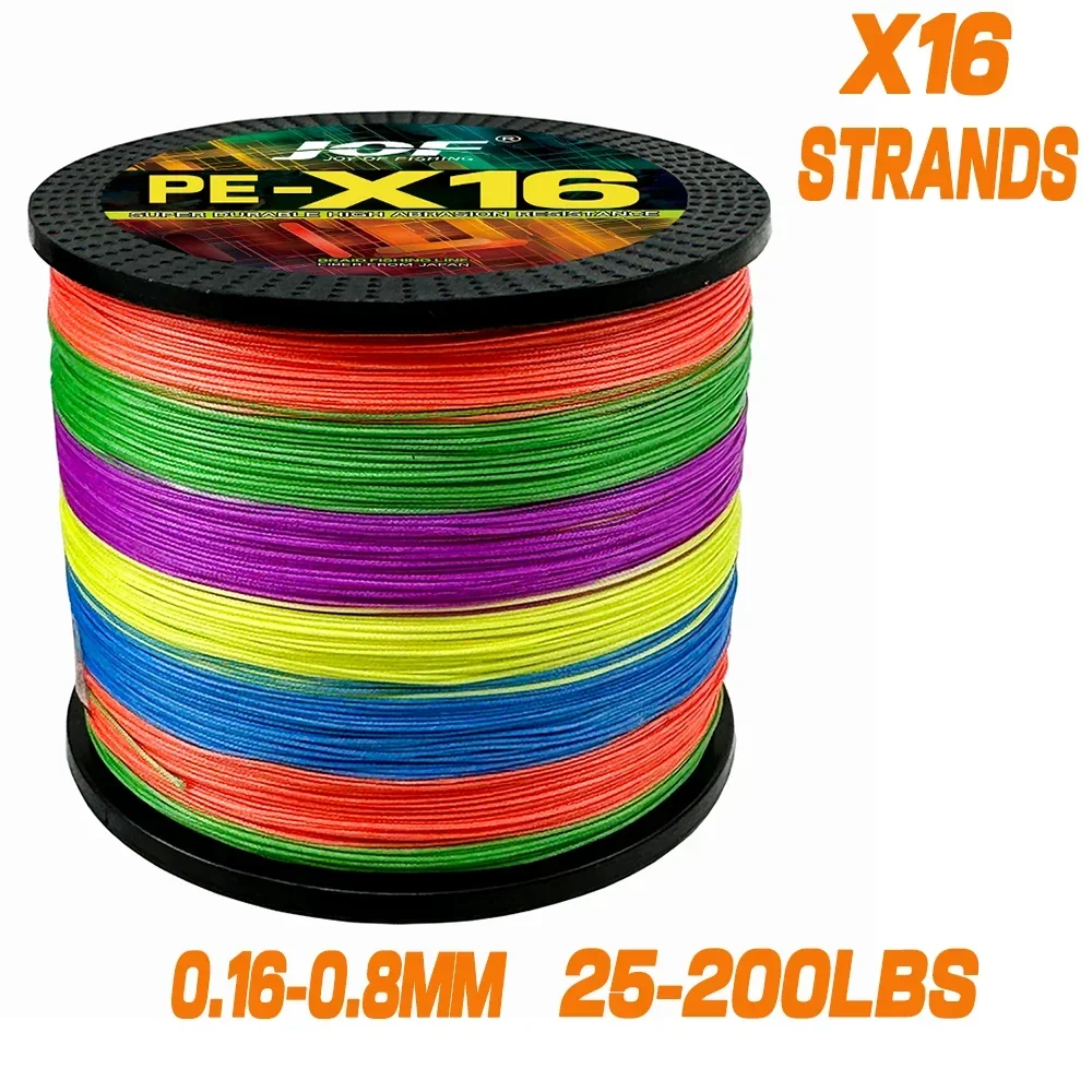 JOF 16/12 hebras 1000M 500M súper fuerte 11,3-91KG línea de Pesca de barco de mar hilo trenzado multifilamento diámetro 0,16-0,80mm Pesca - imagen 3