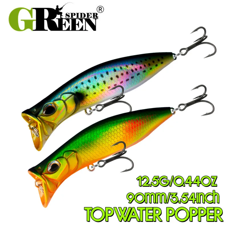 GREENSPIDER Popper 90mm – Señuelo flotante para trucha, lubina y lucio - imagen 2