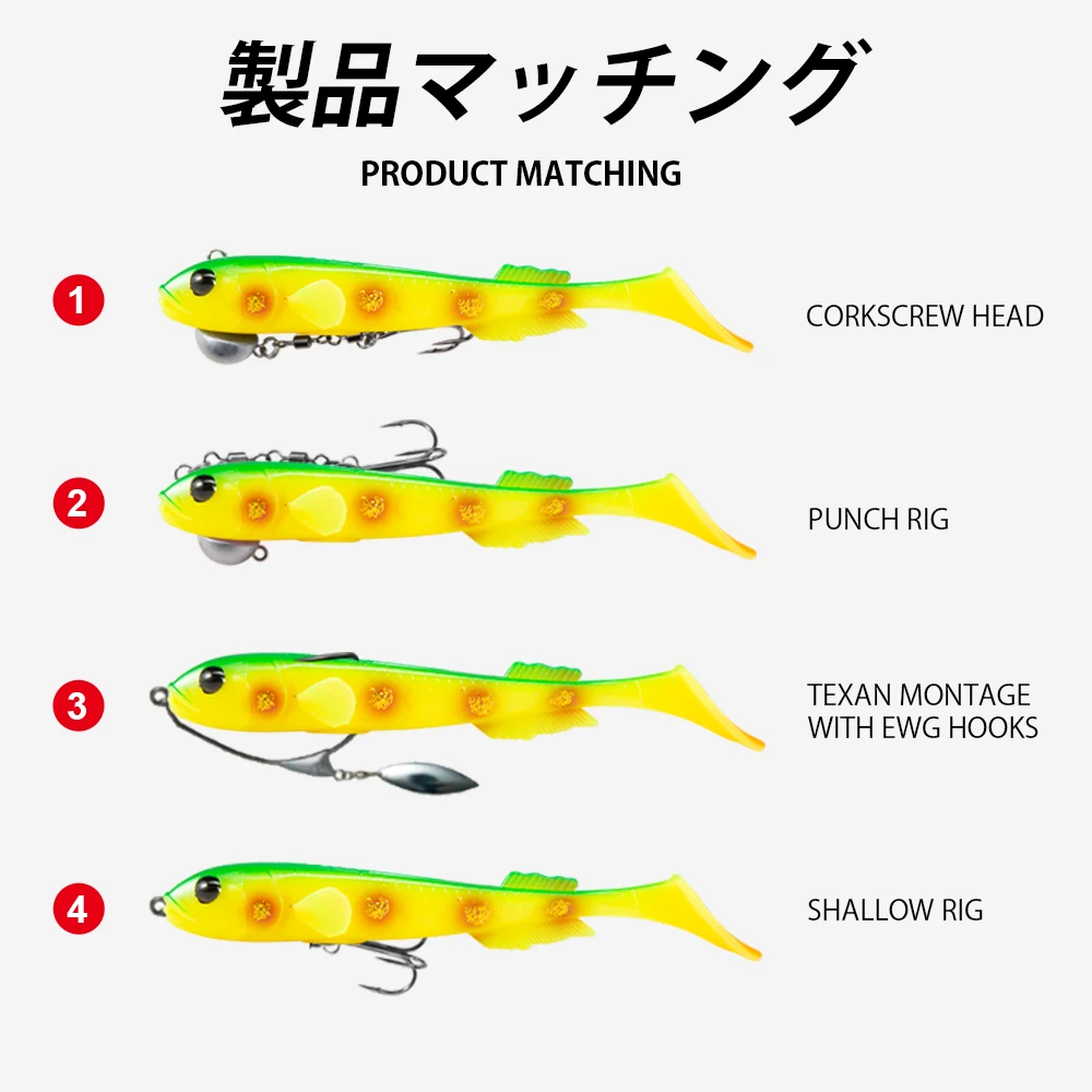 Hunthouse-señuelo suave 3D Goby Shad Pro, 2 uds., pesca que se hunde, 200mm/55g, agua salada con sonajero, Leurre Wobbler de silicona para trucha y Lucio - imagen 5