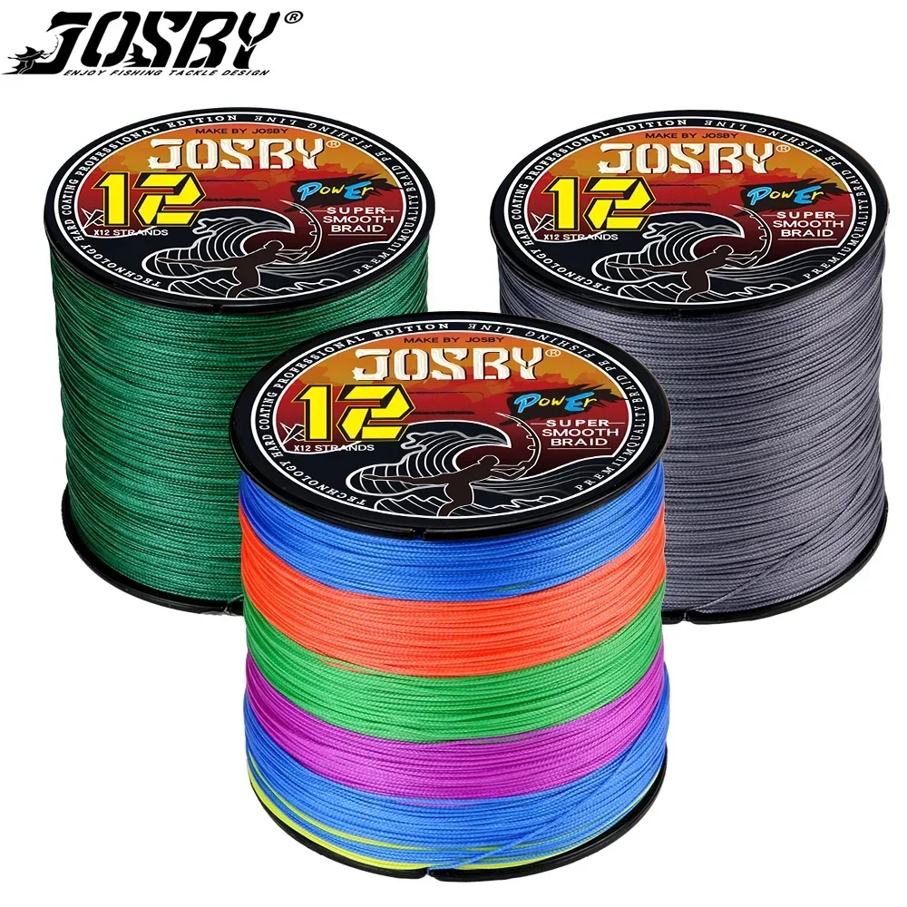 JOSBY X12 hilo de pescar trenzado de 12 hebras 100M 300M 500M 1000M cables de PE multifilamento agua salada herramientas de aparejos de pesca de agua dulce - imagen 2