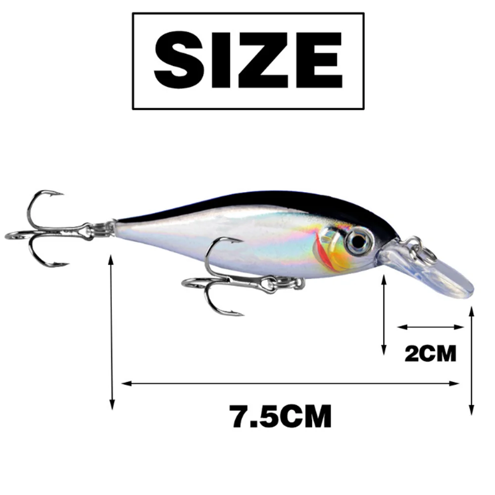 Señuelo de Pesca de pececillos, 1 unidad, 7,5 cm, 6g, Wobbler, Crankbait, plantilla Artificial dura, cebo de carpa a rayas, aparejos de Pesca de lubina - imagen 4