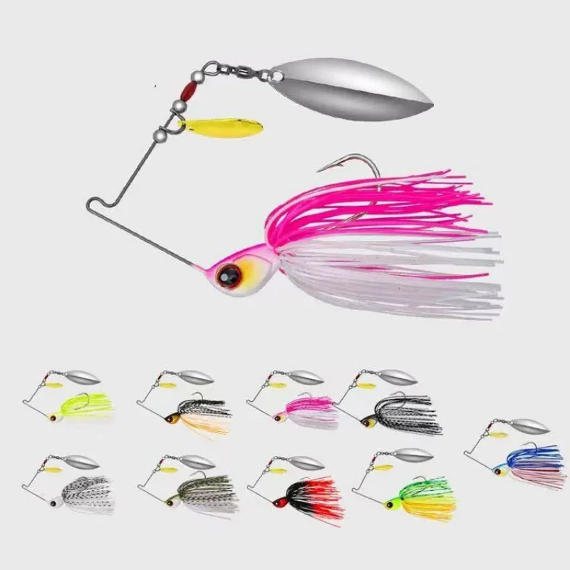 Señuelo de pesca Spinner, cebo ruidoso, 15g, 20g, Buzzbait, cebos compuestos giratorios de Metal, cuchara giratoria para flexiones de lubina