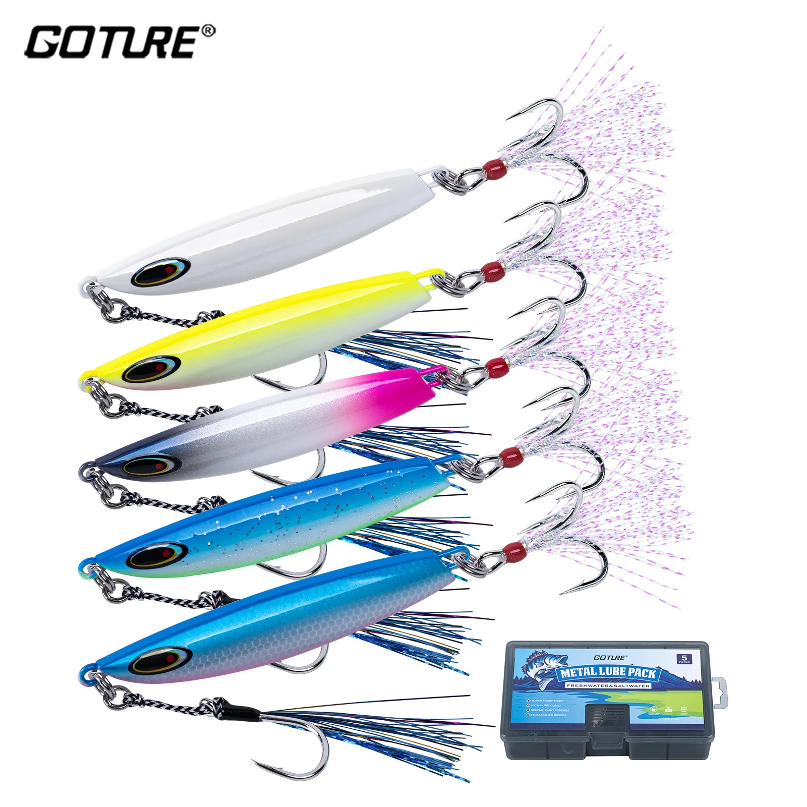 Señuelos metálicos slow jig Goture – Cucharas pesca lenta para mar