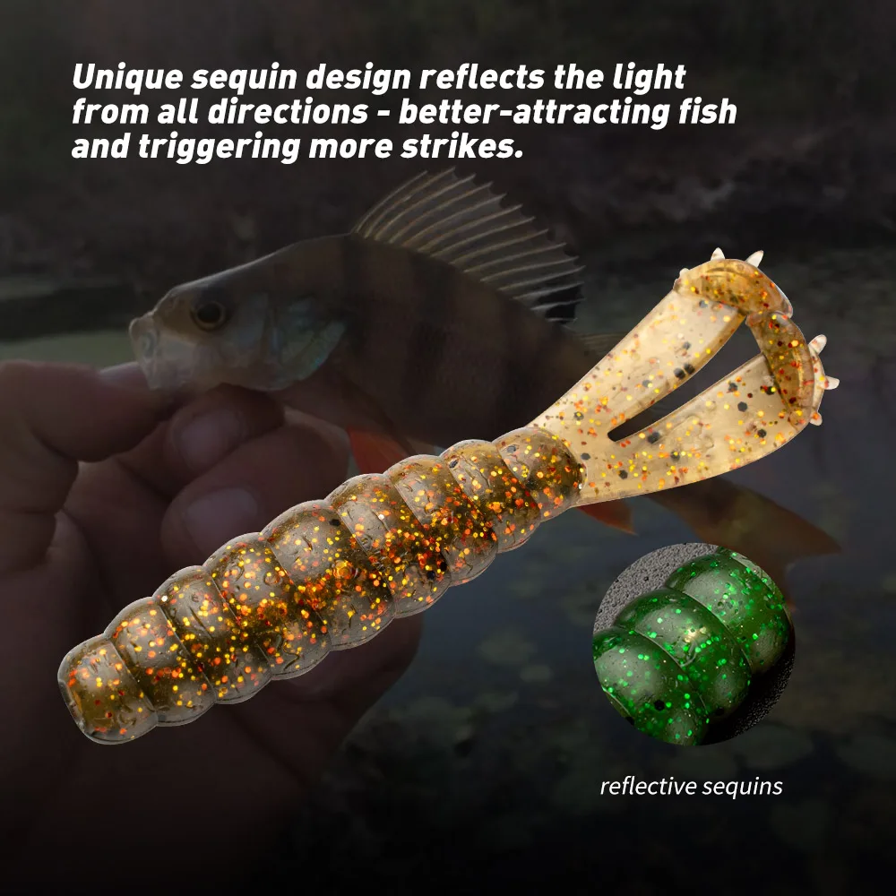 JOHNCOO 7cm 3,1g TPE dos colas en T cebo suave señuelo de pesca 6 uds cebo de gusano Artificial Wobblers natación Ned Rig - imagen 5