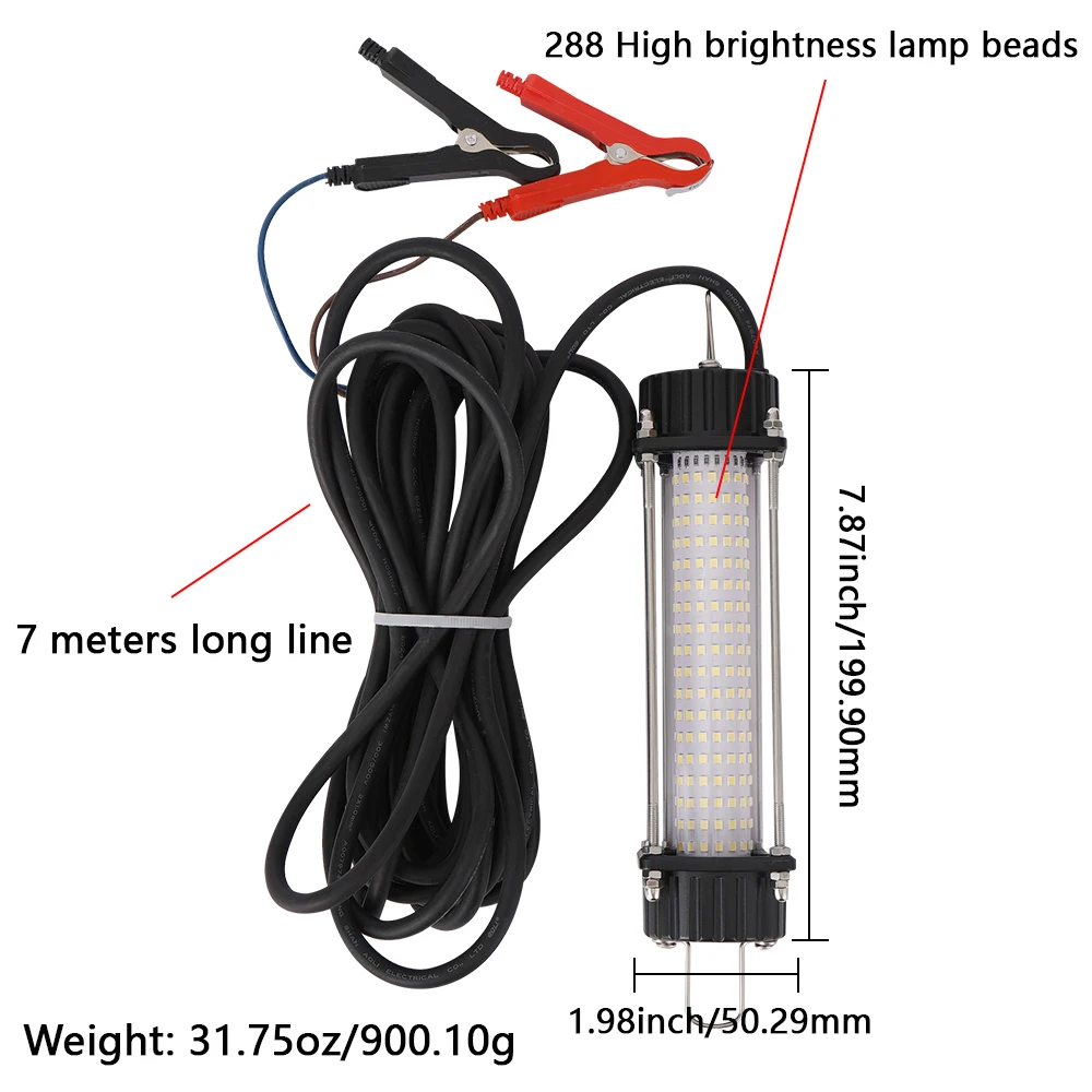 Equipo de pesca especial de noche, verde y blanco, 12V, 120W, luz de pesca nocturna impermeable subacuática de alta potencia, cebo sumergible - imagen 2