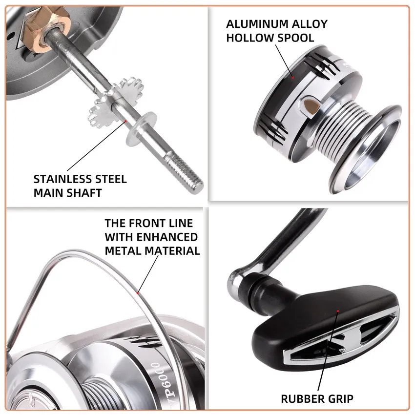 Aorace-carrete de pesca giratorio, serie 1000 ~ 6000, relación de transmisión 5,2: 1, arrastre máximo de 10kg, para carpa, Lucio - imagen 3