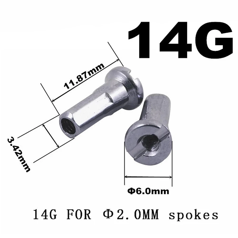 Perno de radios de 14G y 2 mm, rueda de bicicleta de montaña plateada, tetinas para radios de bicicleta, tornillo para radios, casquillos para radios de ciclismo - imagen 3
