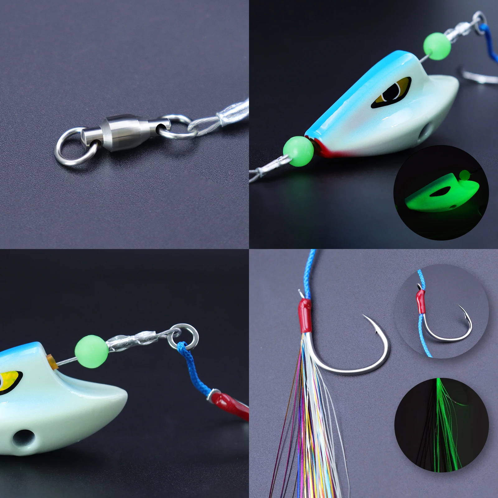 ZYZ-ganchos de cuerda JIG para pesca en el mar, señuelo JIG de agua salada de 100g, 150g, 200g, anzuelos dobles de alta resistencia, aparejos de cebo vivo para pesca en el mar - imagen 4