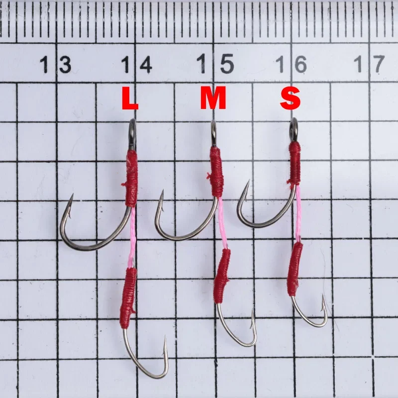 OUTKIT-señuelo pequeño de acero al carbono, anzuelo doble, microojo grande, cuchara de un solo gancho con mango de gancho de tubo para peces pequeños, 10 Uds. - imagen 2