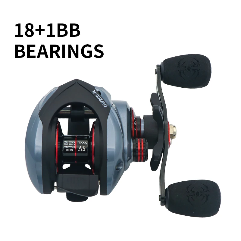 Baitcaster de agua salada de alta velocidad: relación de engranaje 7.2:1 con potente frenado doble, rodamientos 18+1 y arrastre de 17,6 lb, resistente a la corrosión - imagen 2