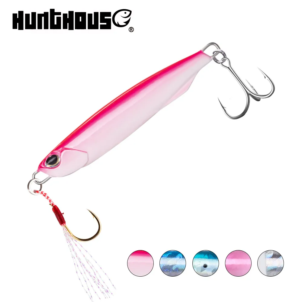 Hunthouse-señuelo de pesca con plantilla de Metal, cebo duro de hundimiento ancho lento, cuchara fundida, 20G, 40G, 60G, Jigging, Lucio, aparejos de pesca de agua salada