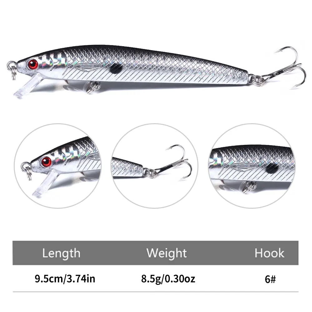 Señuelo Minnow Rígido 9,5 cm para Lubina y Trucha – Trolling - imagen 5