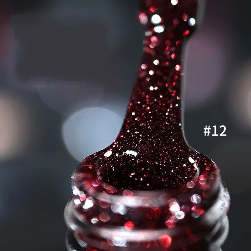 Esmalte de uñas en Gel con purpurina reflectante, 10ml, lentejuelas láser brillantes, barniz semipermanente para remojar, Gel de uñas UV LED Aurora, 12 colores - imagen 4