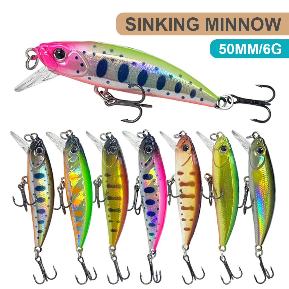 Señuelos de pesca de 5cm y 6g que se hunden, Micro pececillo Wobbler, cebo duro Artificial, Jerkbait, accesorios de pesca, Mini cebo para lubina MN600 - imagen 2